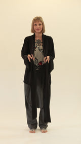 Black Bell Sleeve Wrap Kimono Top