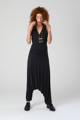 Boho Jumpsuit, Grey Jumpsuit, Harem Jumpsuit, Tribal Jumpsuit, Burning Man Clothing, Dance Jumpsuit, Women's Harem Pants, Boho Chic Jumpsuit