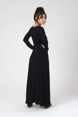 Black Maxi Dress with Pockets, Loose Tribal Festival Dress, Women's Long sleeve Dress, Long Maxi Dress, Spring Fashion Dress, Summer Dress