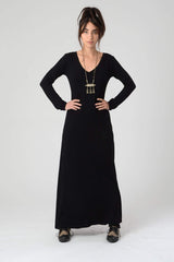 Black Maxi Dress with Pockets, Loose Tribal Festival Dress, Women's Long sleeve Dress, Long Maxi Dress, Spring Fashion Dress, Summer Dress