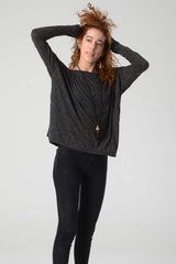 Long Sleeve Tunic Shirt, Wide Neck Shirt, Grey Clothes, Womens Tops, Grey Casual Tunic Top, Urban Clothing, Loose Top, Fall Fashion, Gift