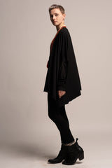 Black Tunic Dress, Oversize Black Top, Asymetrical Top, Loose black dress top, Long Sleeve Extravagant draped Tunic, Maternity Top