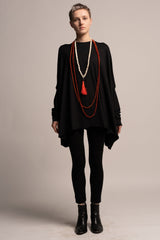 Black Tunic Dress, Oversize Black Top, Asymetrical Top, Loose black dress top, Long Sleeve Extravagant draped Tunic, Maternity Top