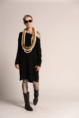 Black Dress, Off the Shoulder Oversize Dress, Loose black dress, Long Sleeve Black Dress, Maternity Dress, Oversize Tunic, Urban Clothing