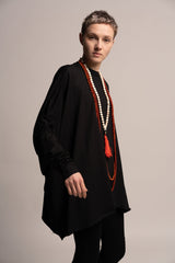 Black Tunic Dress, Oversize Black Top, Asymetrical Top, Loose black dress top, Long Sleeve Extravagant draped Tunic, Maternity Top