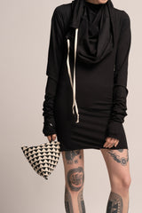Black Urban Dress, Black Mini Dress, Urban Clothing, Women's Hoodie Dress, Long Sleeve Dress ,Pencil Dress, Hoodie Dress, Black Clothing