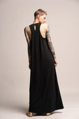 Gray tank Dress, A Line Dress, Grey Maxi Dress, Sleeveless high neck dress, Open back Dress, Summer Dress, Maxi Dress, Urban Gray clothing