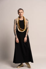 Black Tank Maxi Dress, Sleeveless High Neck Loose Dress, Sexy Open Back A Line Dress, Summer Casual Evening Maxi Dress, Urban Boho Dress