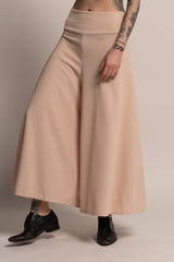 Women Wide Leg Cream Pants, Flared Skirt Pants, Bohemian Palazzo Pants, Fall Fashion