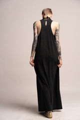 Gray tank Dress, A Line Dress, Grey Maxi Dress, Sleeveless high neck dress, Open back Dress, Summer Dress, Maxi Dress, Urban Gray clothing