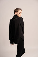 Black Top, Oversize Black Top, Turtle neck sweater, Loose black top, Long Sleeve draped Tunic, Maternity Top, Black Turtle neck  tunic