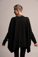 Black Tunic Dress, Oversize Black Top, Asymetrical Top, Loose black dress top, Long Sleeve Extravagant draped Tunic, Maternity Top