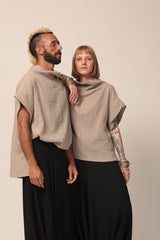 Men's Black Cotton Top, Urban Style Shirts, Casual Summer Tops, Loose Fit Top, Modern Clothing, Oversized Tops