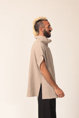 Men's Oversized Beige Cotton Summer Top