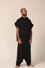 Men's Black Cotton Top, Urban Style Shirts, Casual Summer Tops, Loose Fit Top, Modern Clothing, Oversized Tops
