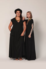 Black Maxi Dress, Summer Maxi Dress, Loose Fit Dress, Modern Everyday Dress, V Neck Dress, Plus Size Dress, Steampunk Dress, Oversize Dress