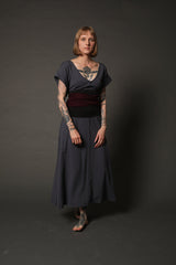 Burgundy and Grey Obi Belt, Japanese Style Belt, Elegant Belt, High Waist Belt, Waist Tie Belt, Elegant Sash, Unique Belts, Obi Wrap Belt