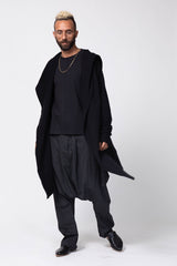 Long Black Hooded Cardigan