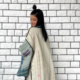 Haori Coat, Blue Haori Jacket, Oversized Kimono, Beige Unisex Winter Haori Kimono Jacket, Long Kimono, Reversible Haori Kimono, Burning Man