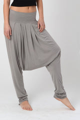 Harem pants Women, Drop Crotch Pants, Long Unisex Comfortable Harem Pants, Grey Men&#39;s Harem trousers, Boho Lycra Maternity Trousers