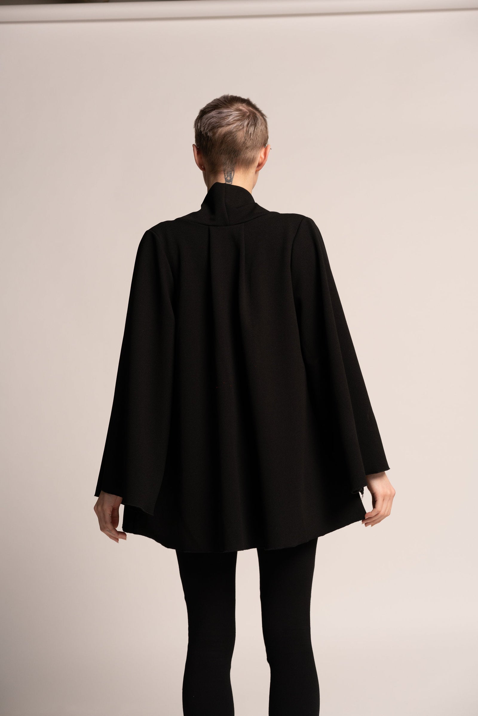 ジャケット・アウター L'AUBEBLANC Cape collar Narrow line coat A-Line Cloak Waist Belt Wool Cape Coat Jacket Buttons 3622