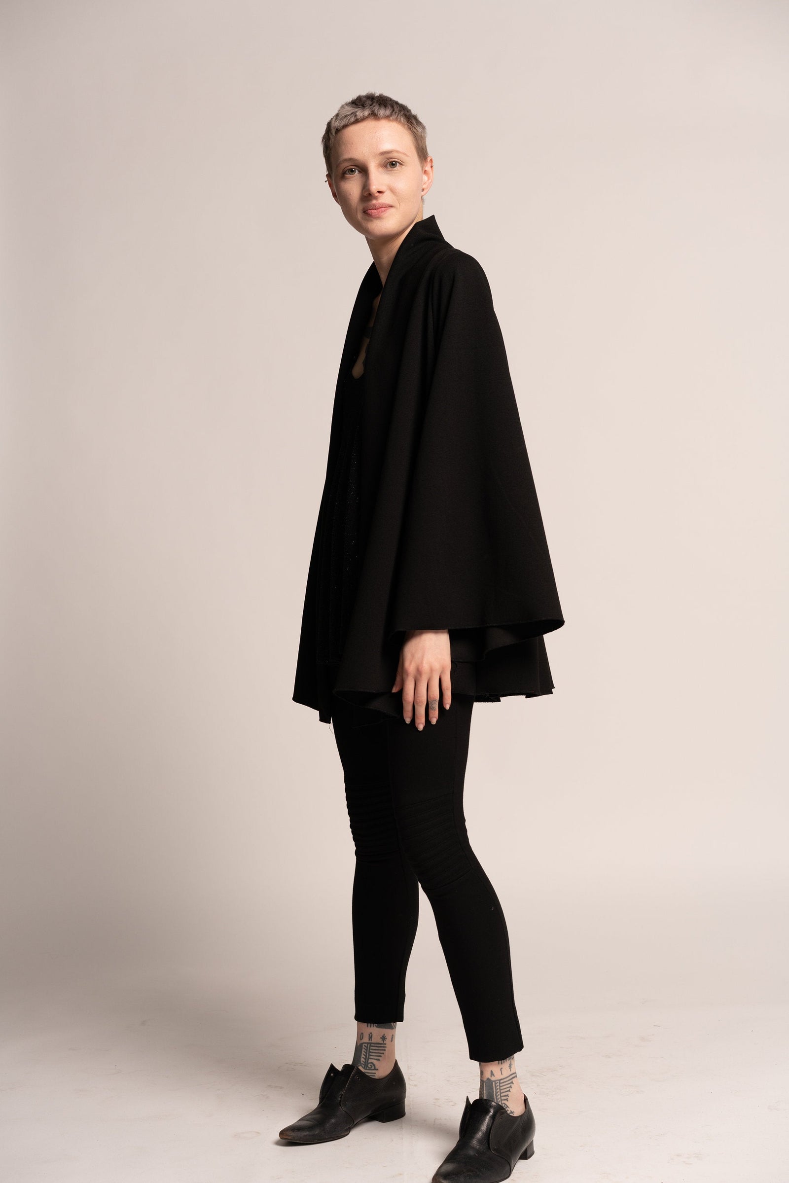 ジャケット・アウター L'AUBEBLANC Cape collar Narrow line coat Ladies Solid Dusty Pink Mid-Length Basic Rain Coat with