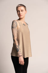 Gold top, Sexy Cream sparkly top, Evening Nude open back Tank Top, Shiny Top, Loose Sleeveless Top, Trapeze Tank Top