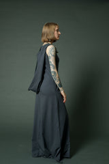 Maxi Blue Grey Dress with extra long hoodie