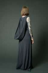 Maxi Blue Grey Dress with extra long hoodie