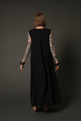 Black Oversized Maxi Dress with Pockets
