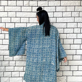 Blue Haori Jacket, Shibori Haori Coat, Oversized Kimono, Blue Unisex Winter Haori Kimono Jacket, Long Kimono, Reversible Haori, Burning Man