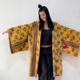 Oversized coat, Kimono Jacket, Mustard Unisex Winter Coat, Purple Long Kimono, Reversible Kimono, Burning Man women, Up Cycled clothing