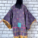 Oversized coat, Kimono Jacket, Mustard Unisex Winter Coat, Purple Long Kimono, Reversible Kimono, Burning Man women, Up Cycled clothing