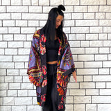 Black Coat, Red Kimono Jacket, Purple Oversized Kimono, Unisex Winter Haori Jacket, Long Kimono, Reversible Kimono, Burning Man