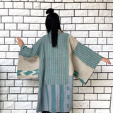 Blue Coat, Oversized Kimono, Beige Winter Kimono Jacket, Unique Quilted Outerwear, Long Haori Kimono, Burning Man, Unisex winter coat, OOAK