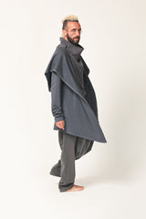 Grey Long Hooded Cardigan for Men